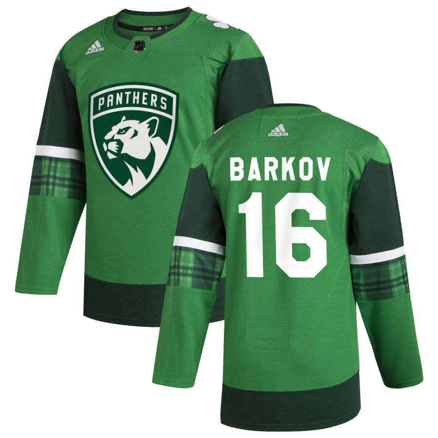 Florida Panthers 16 Aleksander Barkov Men Adidas 2020 St. Patrick Day Stitched NHL Jersey Green